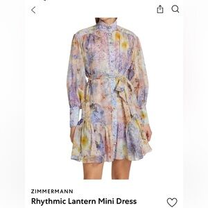 ZIMMERMANN Rhythmic Lantern Mini Dress AU 2